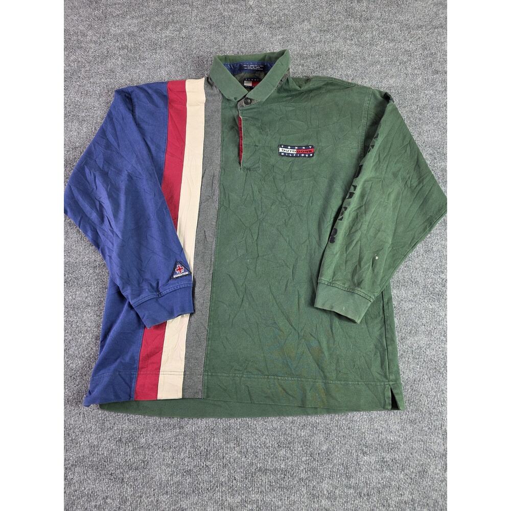 Vintage Tommy Hilfiger Outdoors Polo 2XL Expedition Striped Rugby Color Block